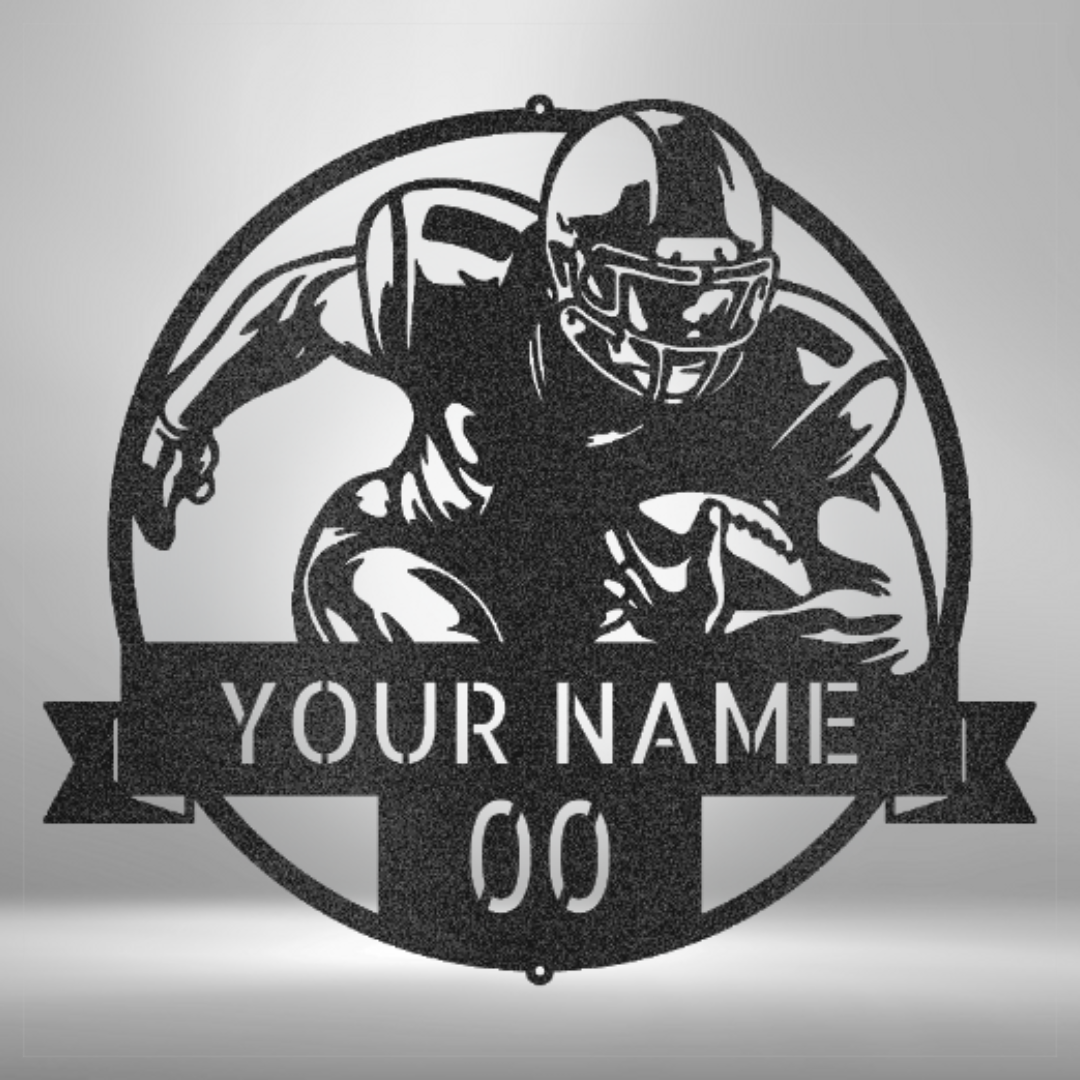 Football Monogram - Steel Sign