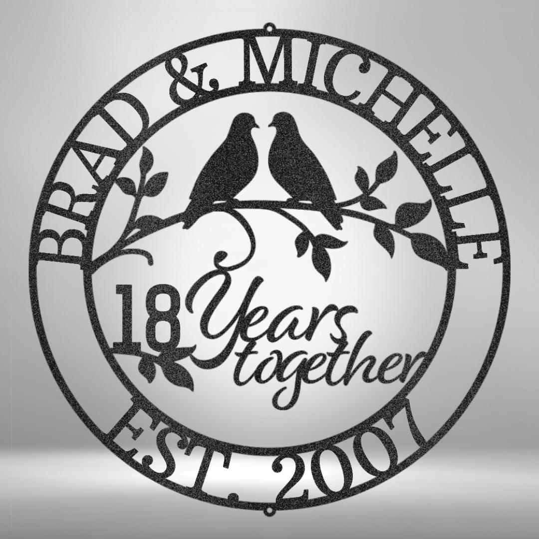 Happy Anniversary Monogram Steel Sign