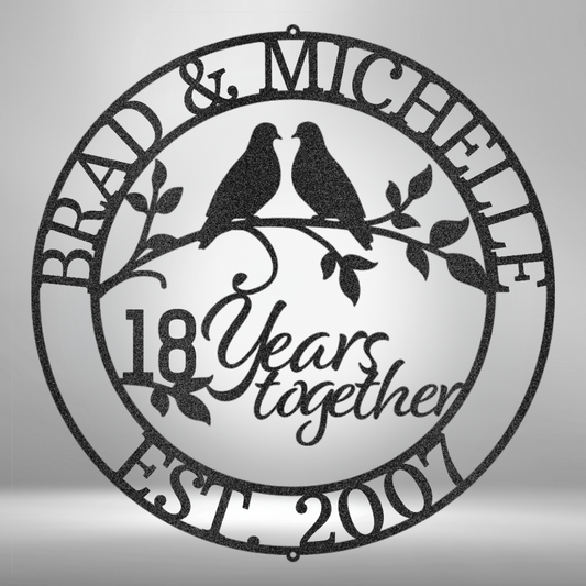 Happy Anniversary Monogram Steel Sign