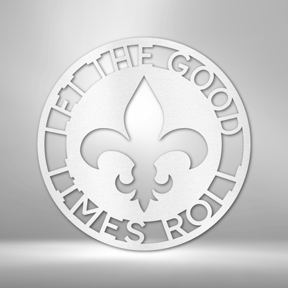 Fleur De Lis Ring Monogram - Steel Sign