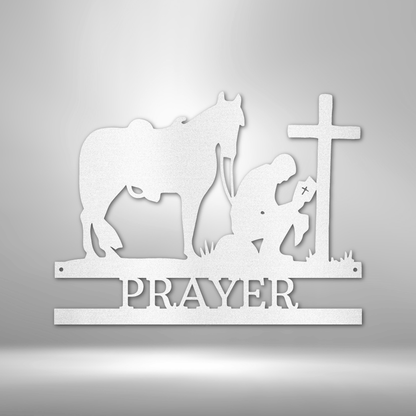 Kneeling Cowboy Monogram - Steel Sign