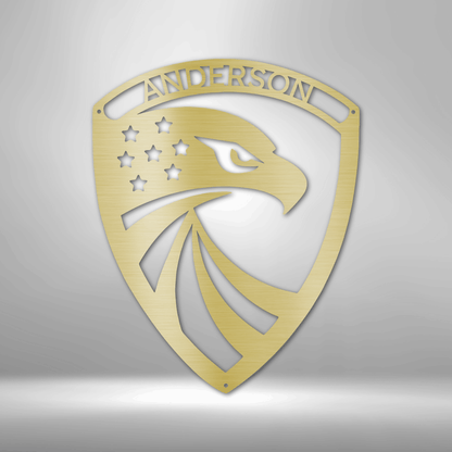 Modern Eagle Monogram - Steel Sign