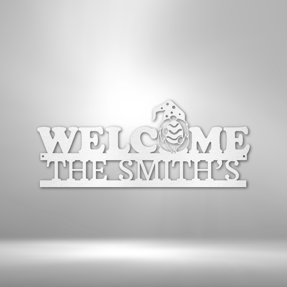 Welcome Gnome Monogram - Steel Sign