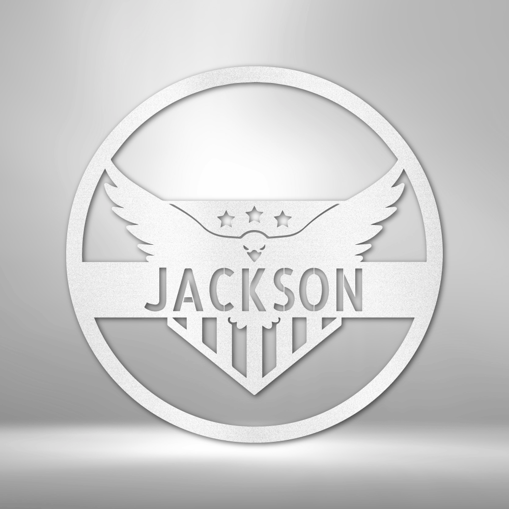 Attacking Eagle Monogram - Steel Sign